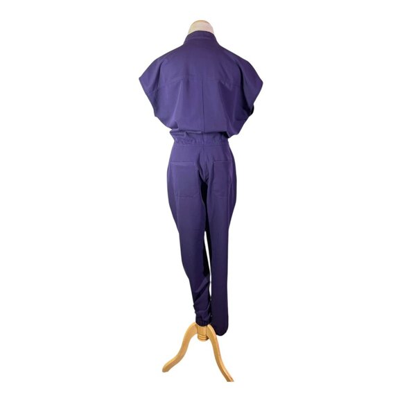 FIGS Women's M Rafaela Cargo Scrub Jumpsuit Short Sleeve Purple - Picture 6 of 11